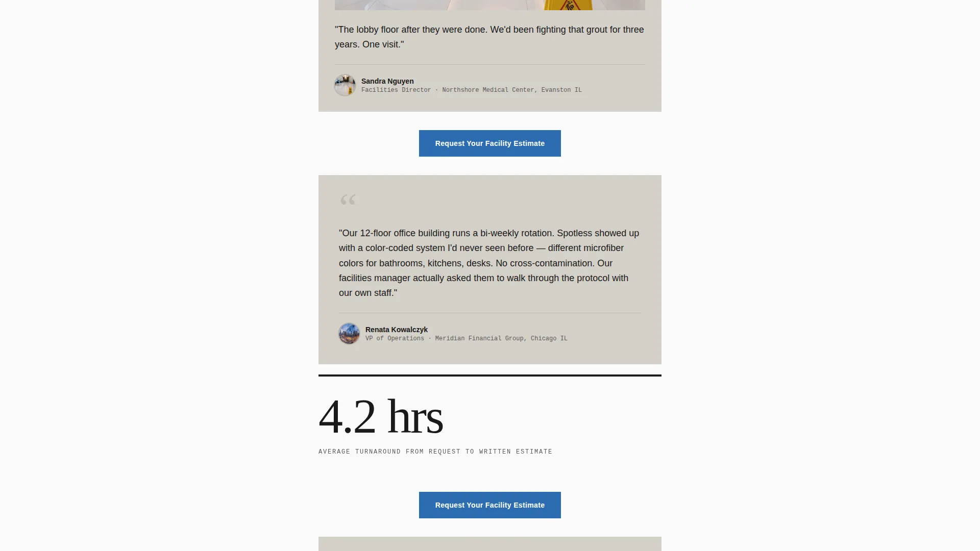 Commercial Cleaning Free Estimate Landing Page
