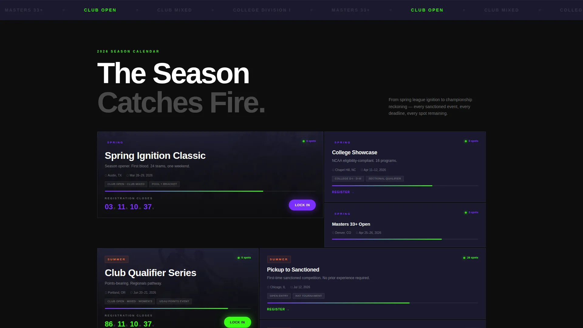 Ultimate Frisbee Tournament Landing Page Template