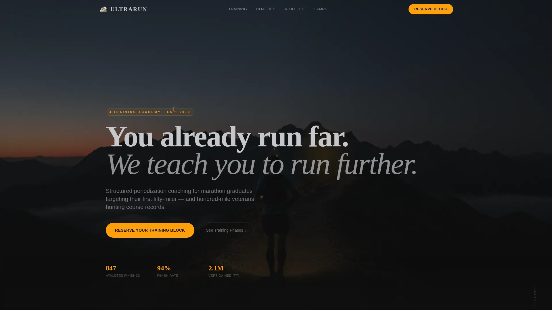 Elite Academy Landing Page Template for Ultra Running Coaches