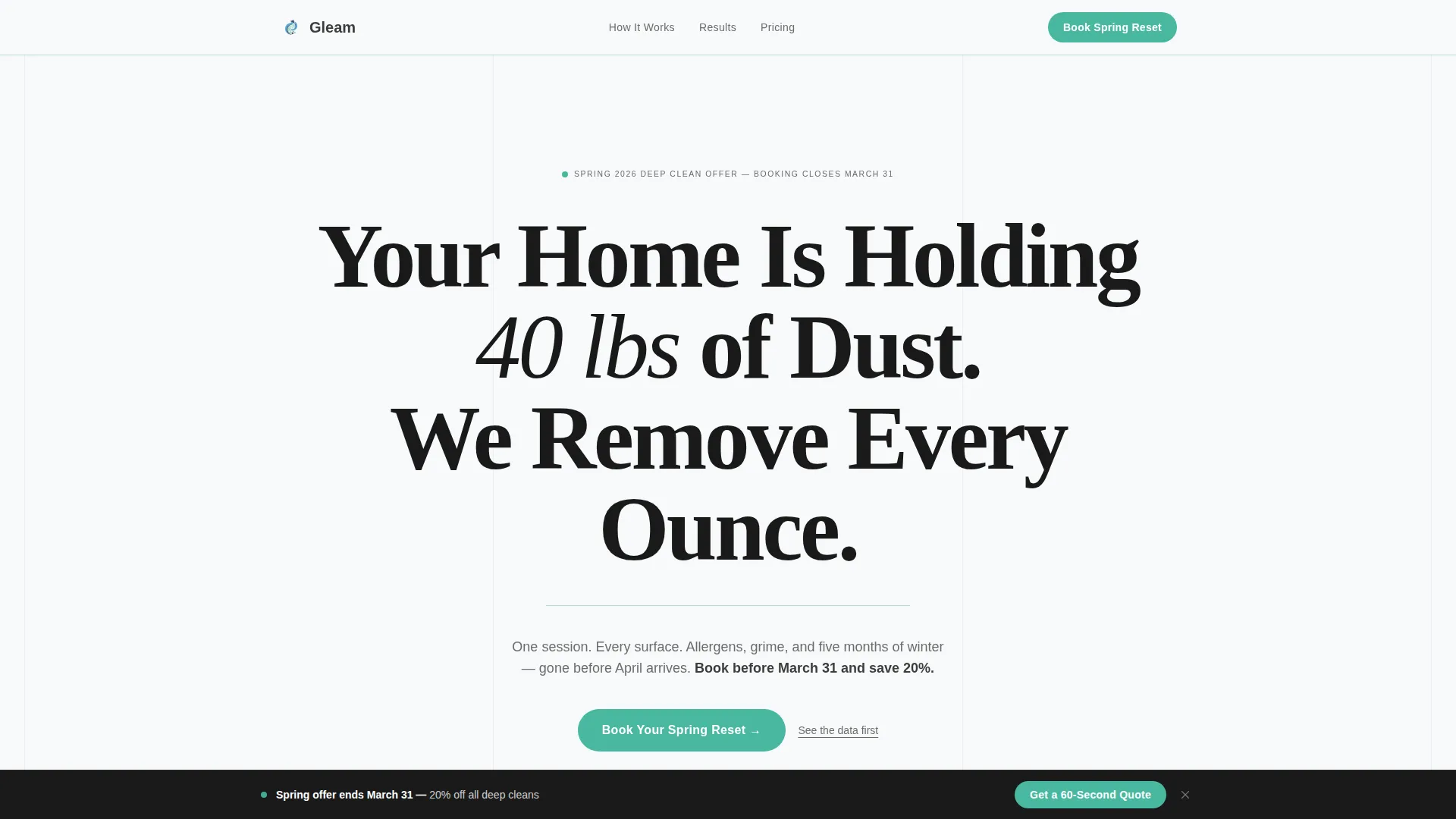 Seasonal Cleaning Service Landing Page Template