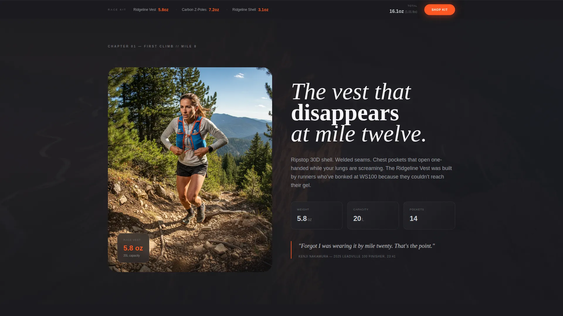 Ultra Running Equipment Landing Page Template
