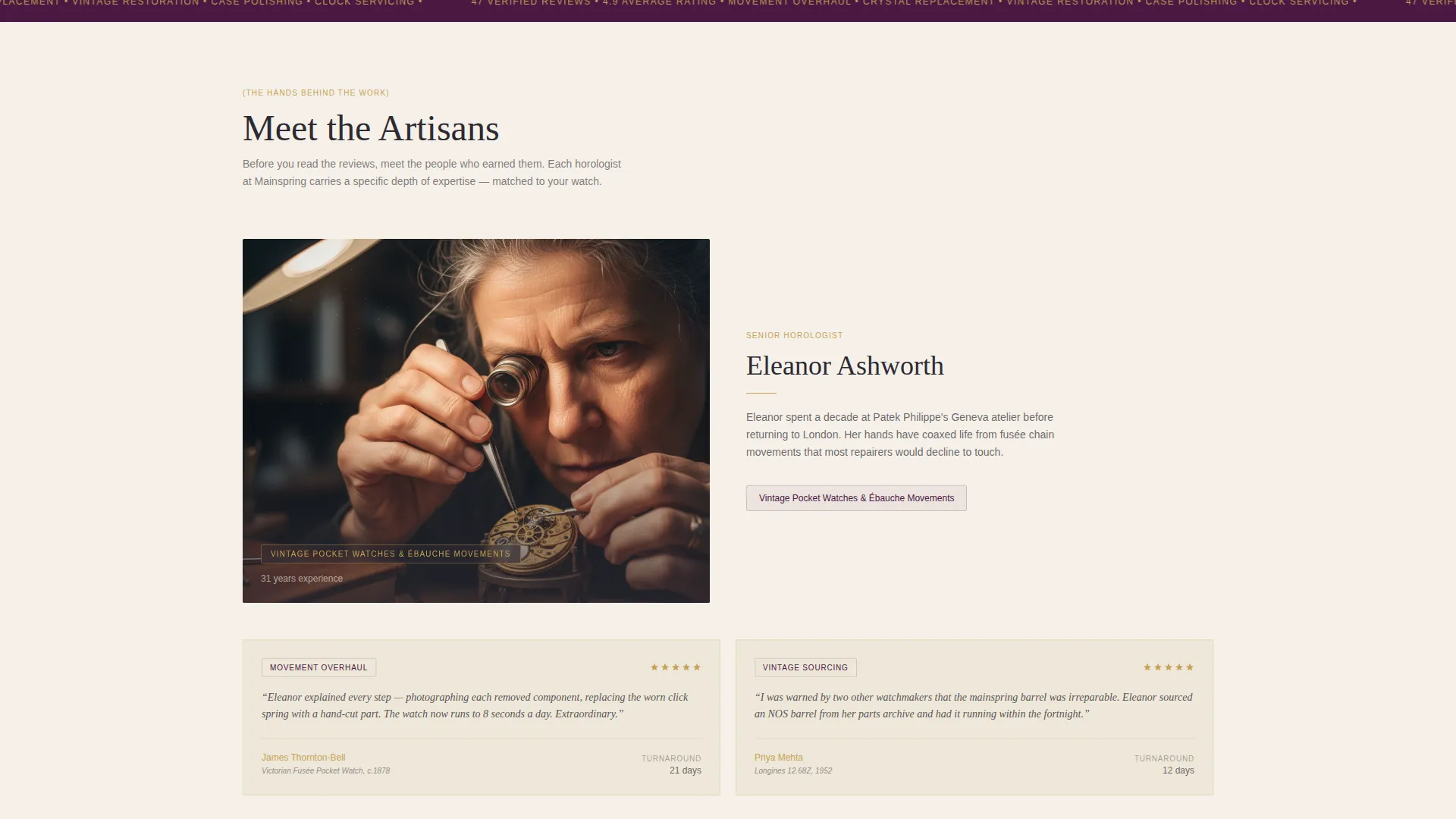 Watch Repair Review & Comparison Landing Page