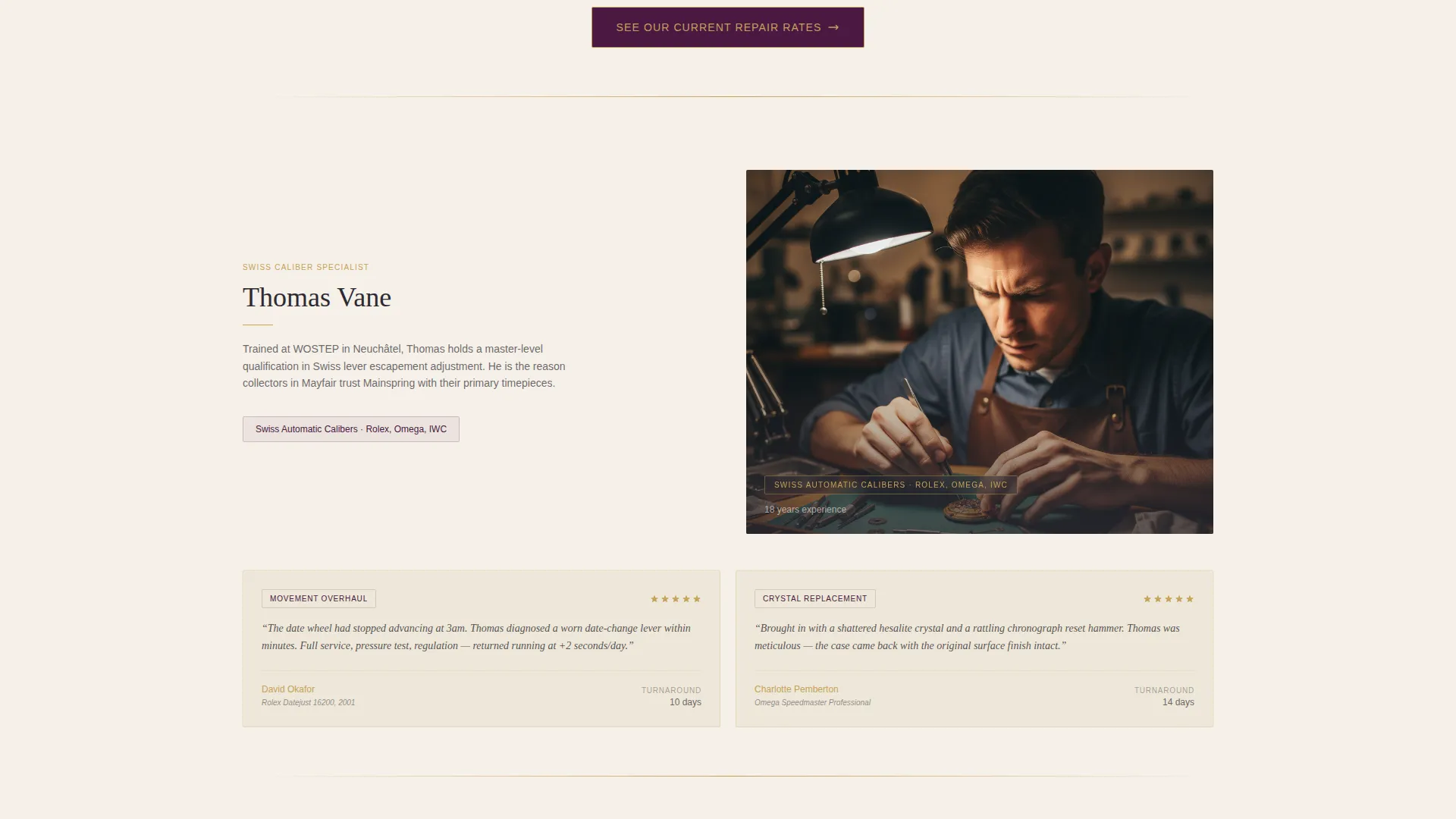 Watch Repair Review & Comparison Landing Page
