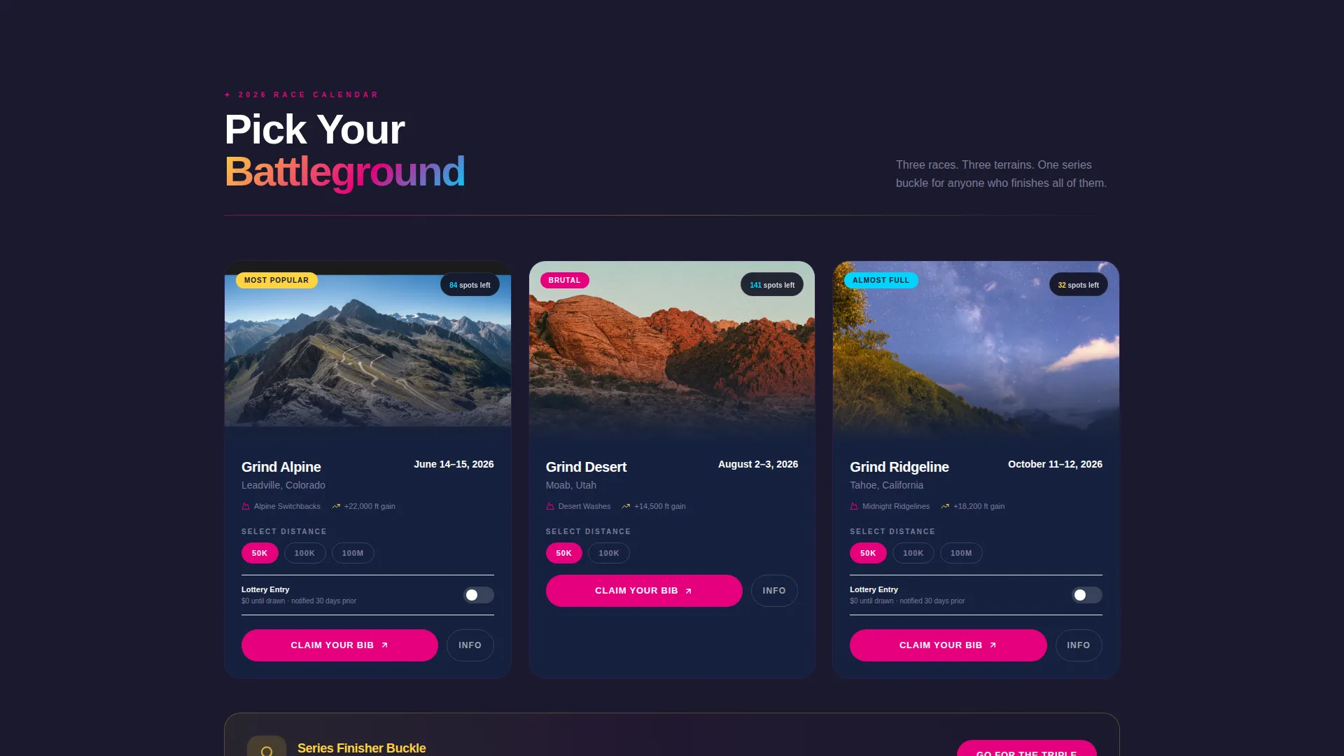 Ultrarunning Tournament Series Landing Page Template