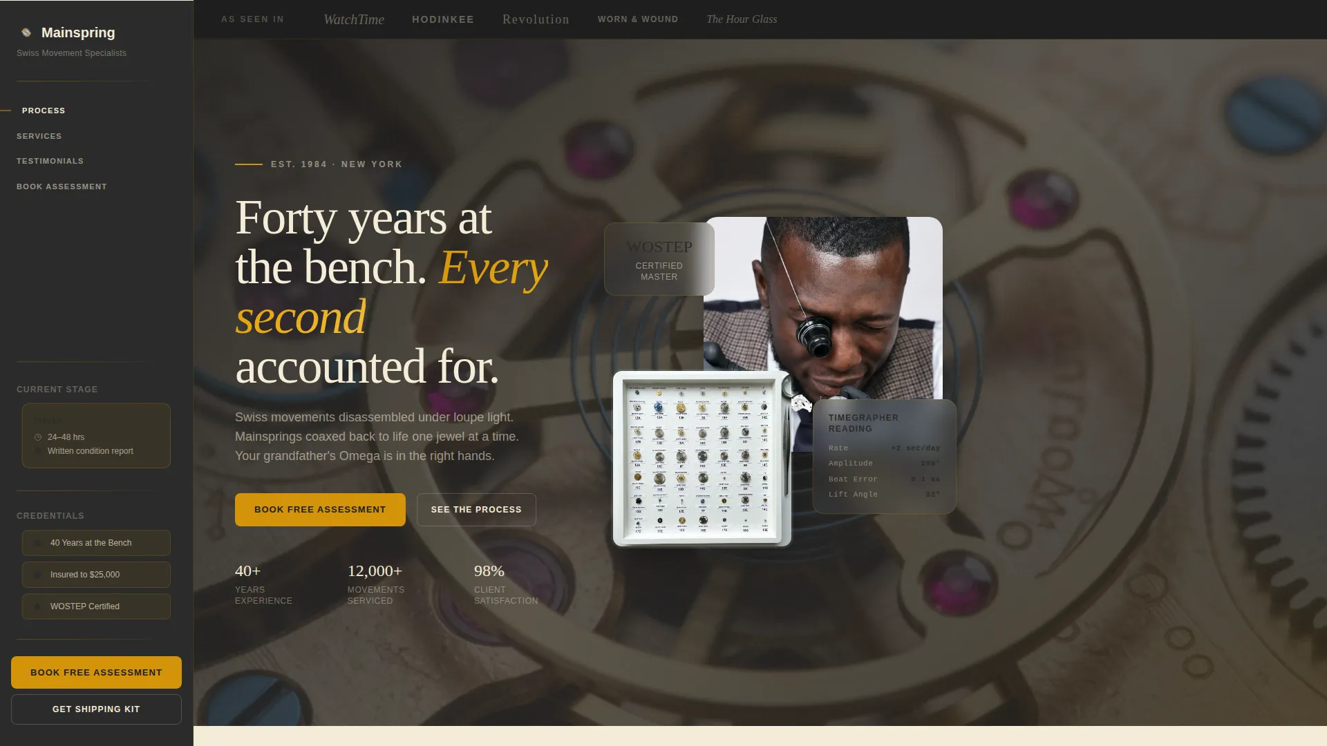 Precision Watch Repair Landing Page Template
