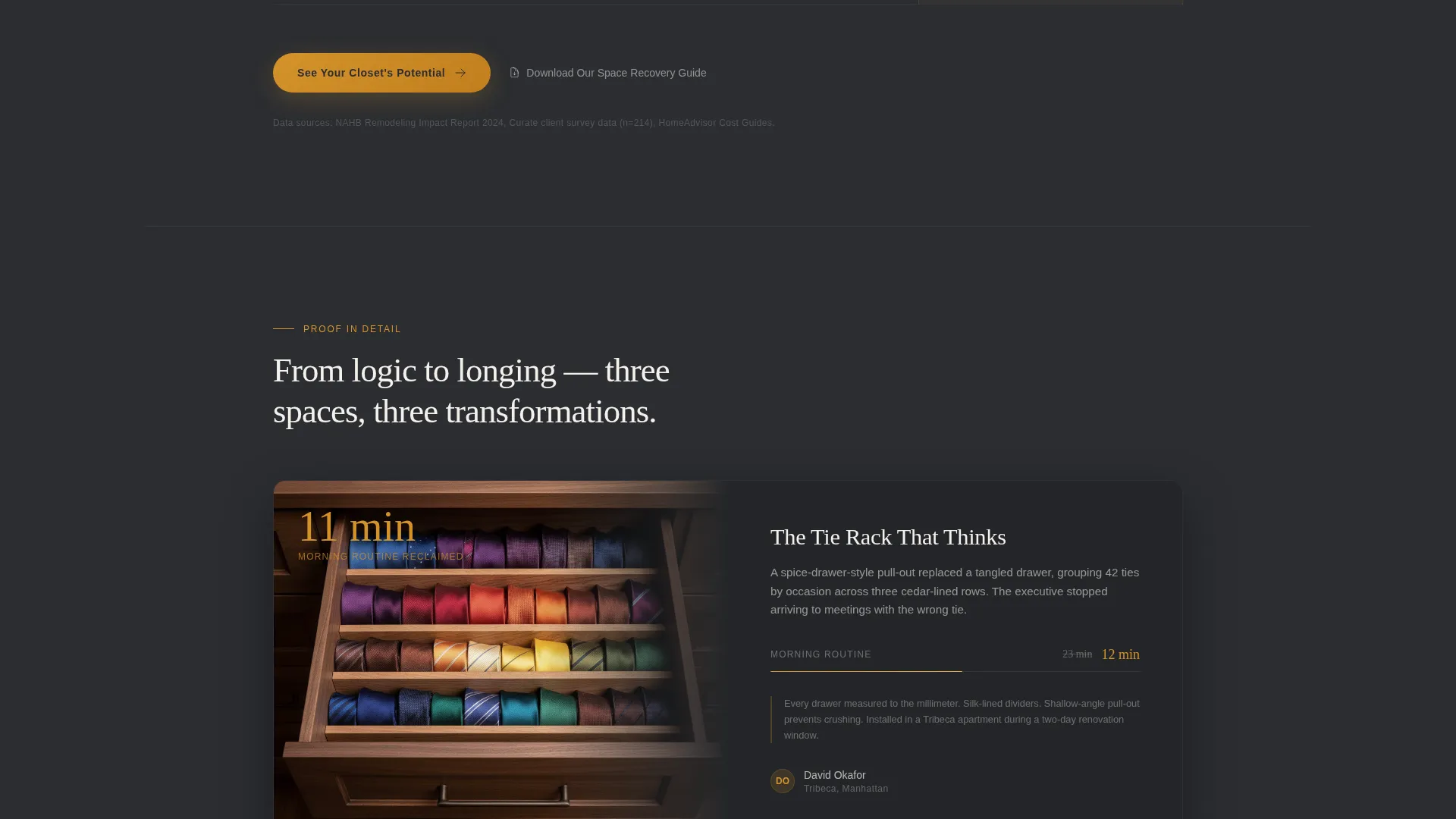 Closet Consulting Comparison Table Landing Page