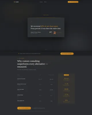 Closet Consulting Comparison Table Landing Page