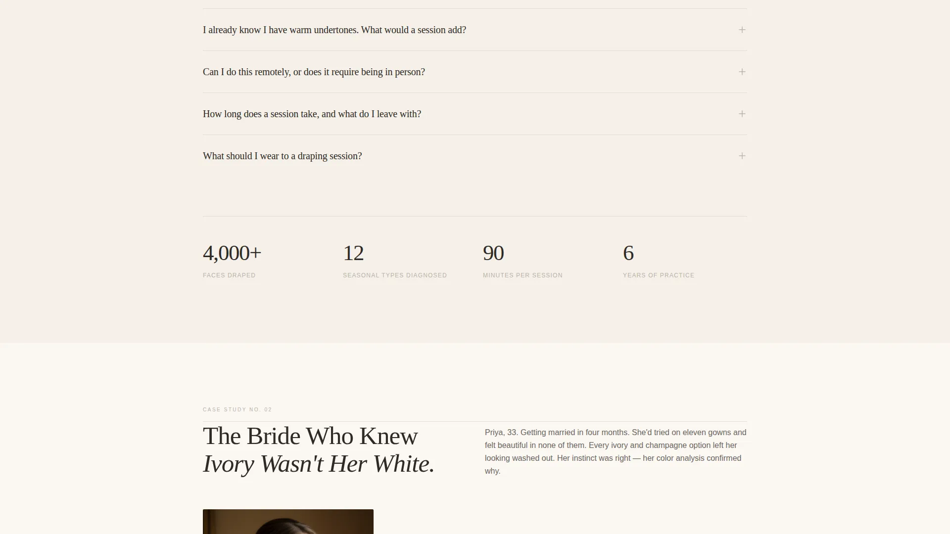 Color Analyst Booking Website Template