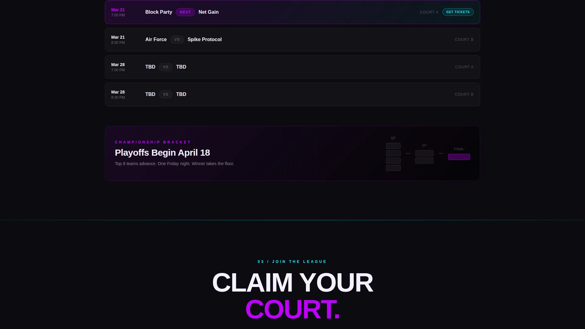 Fierce Court Competition Landing Page Template