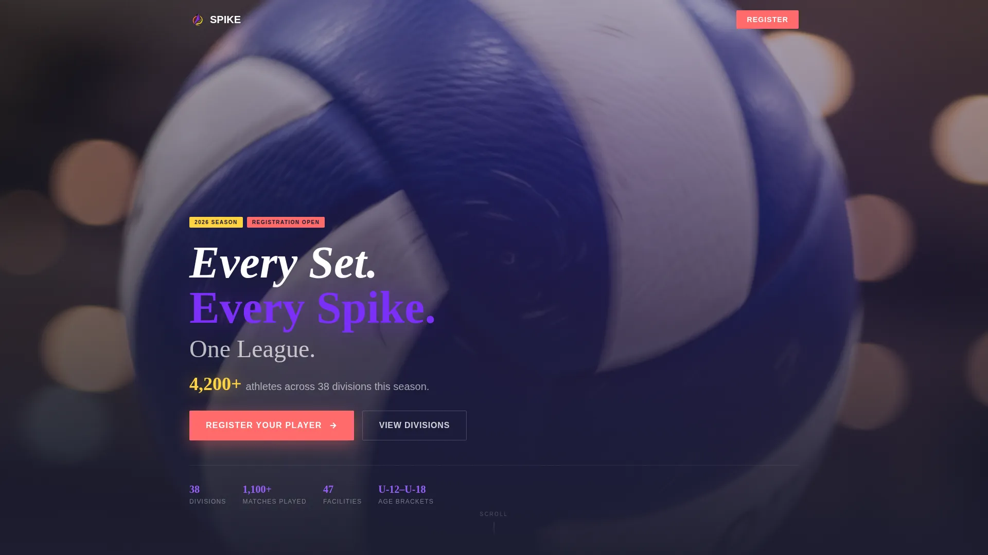 Youth Volleyball League Landing Page Template