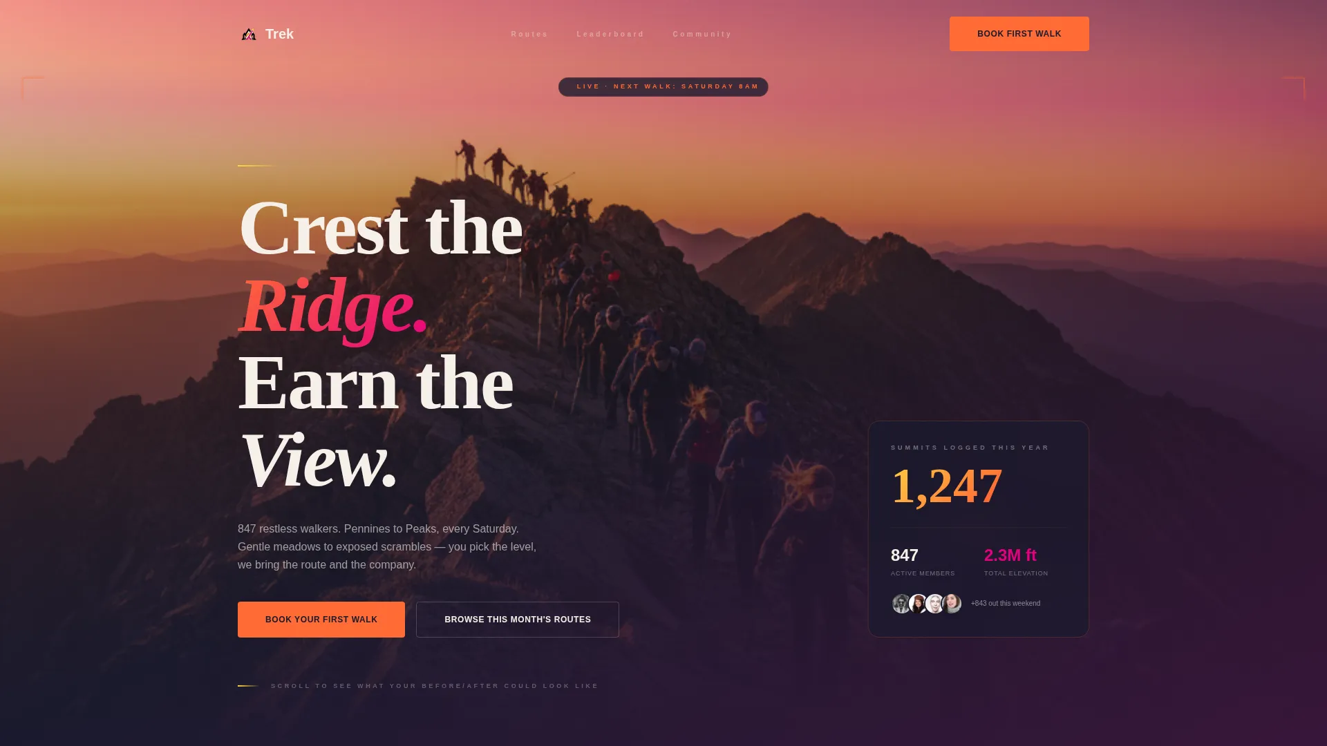 Walking & Hiking Group Landing Page Template