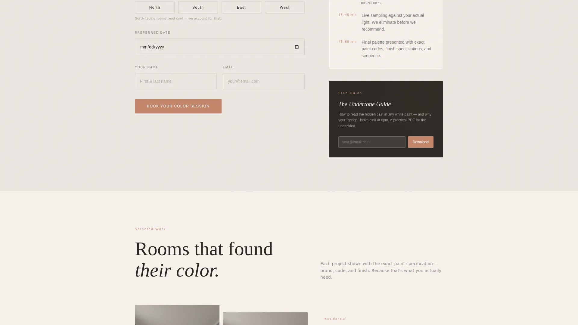 Interior Color Consulting Landing Page Template