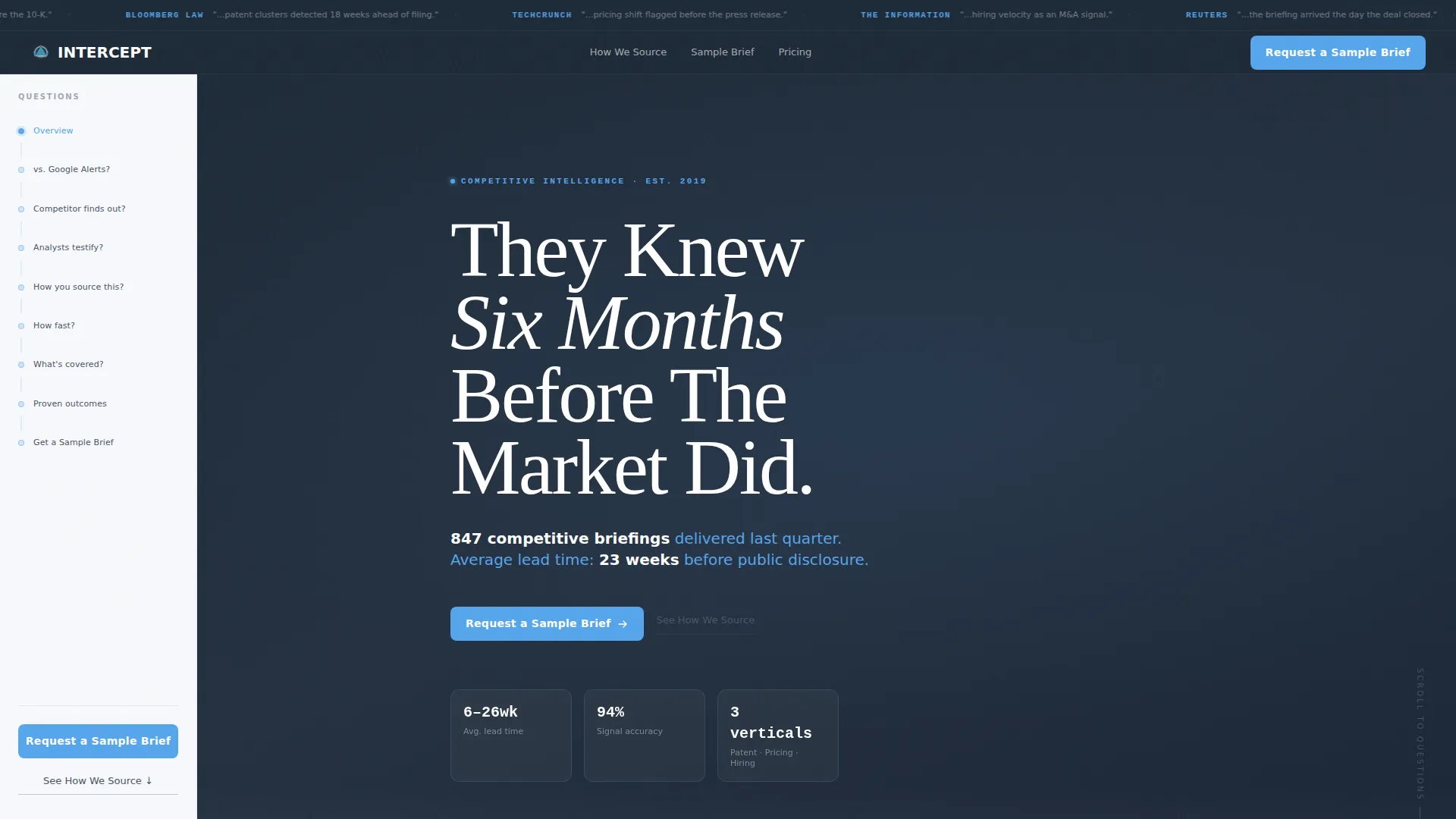 Competitive Intelligence Landing Page Template