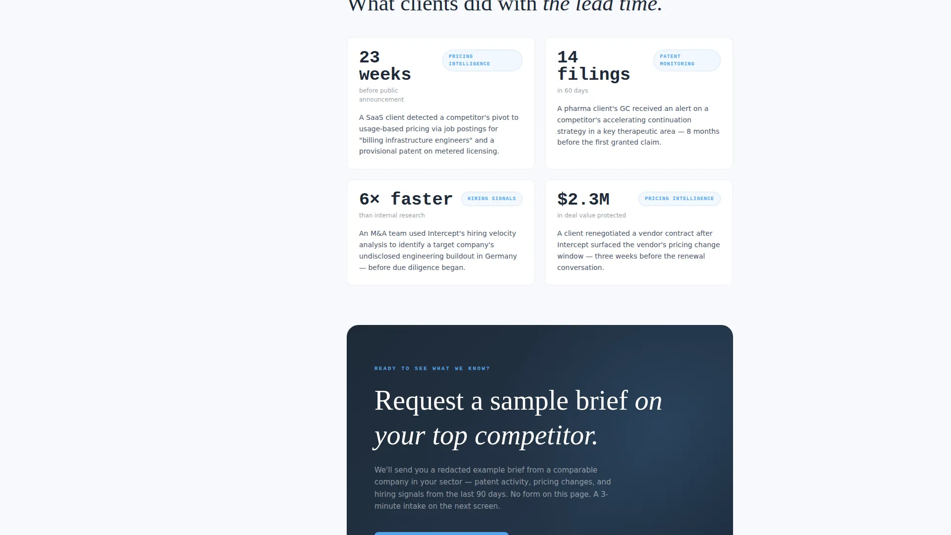 Competitive Intelligence Landing Page Template
