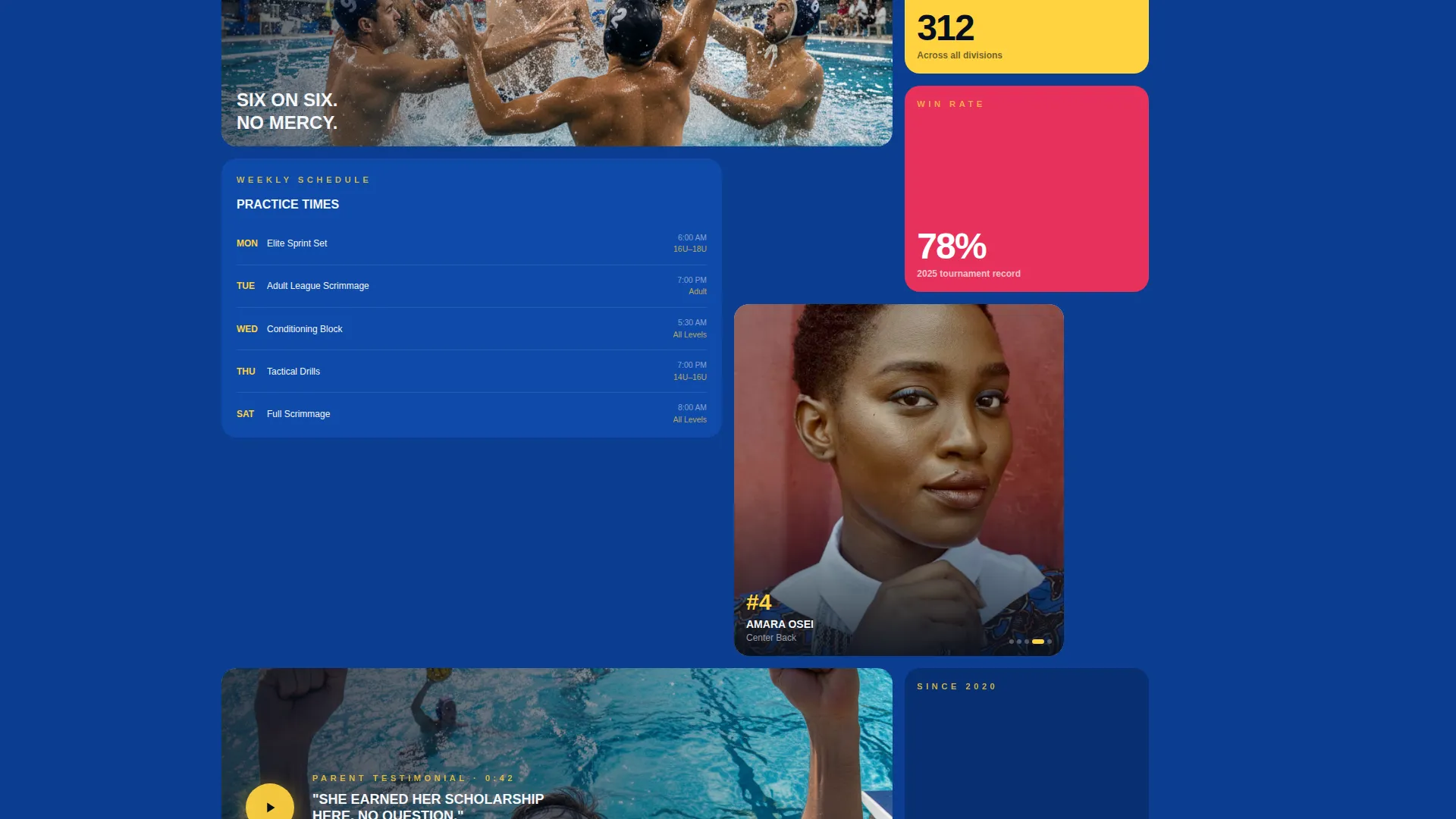 Competitive Water Polo Club Landing Page Template