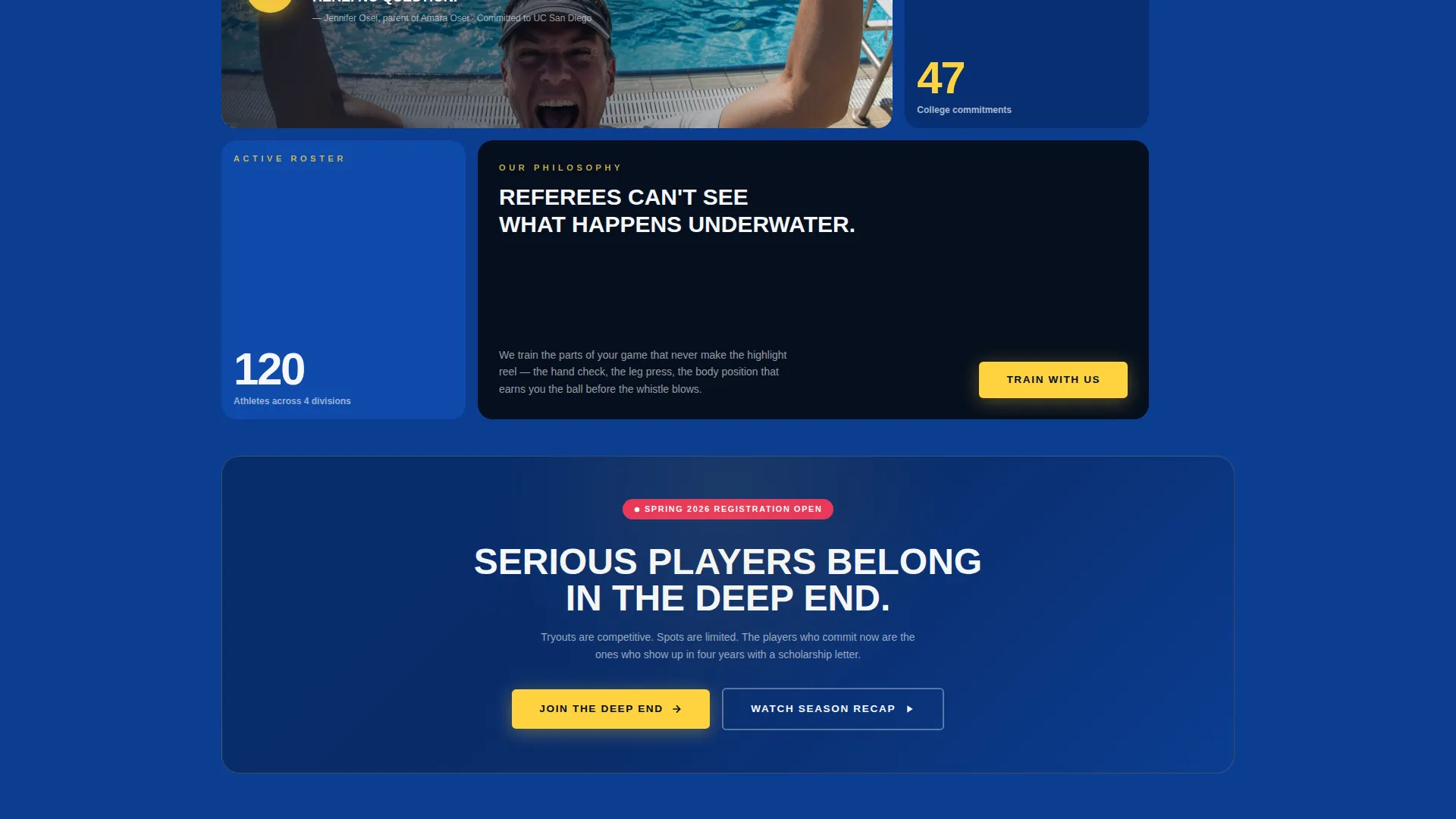 Competitive Water Polo Club Landing Page Template