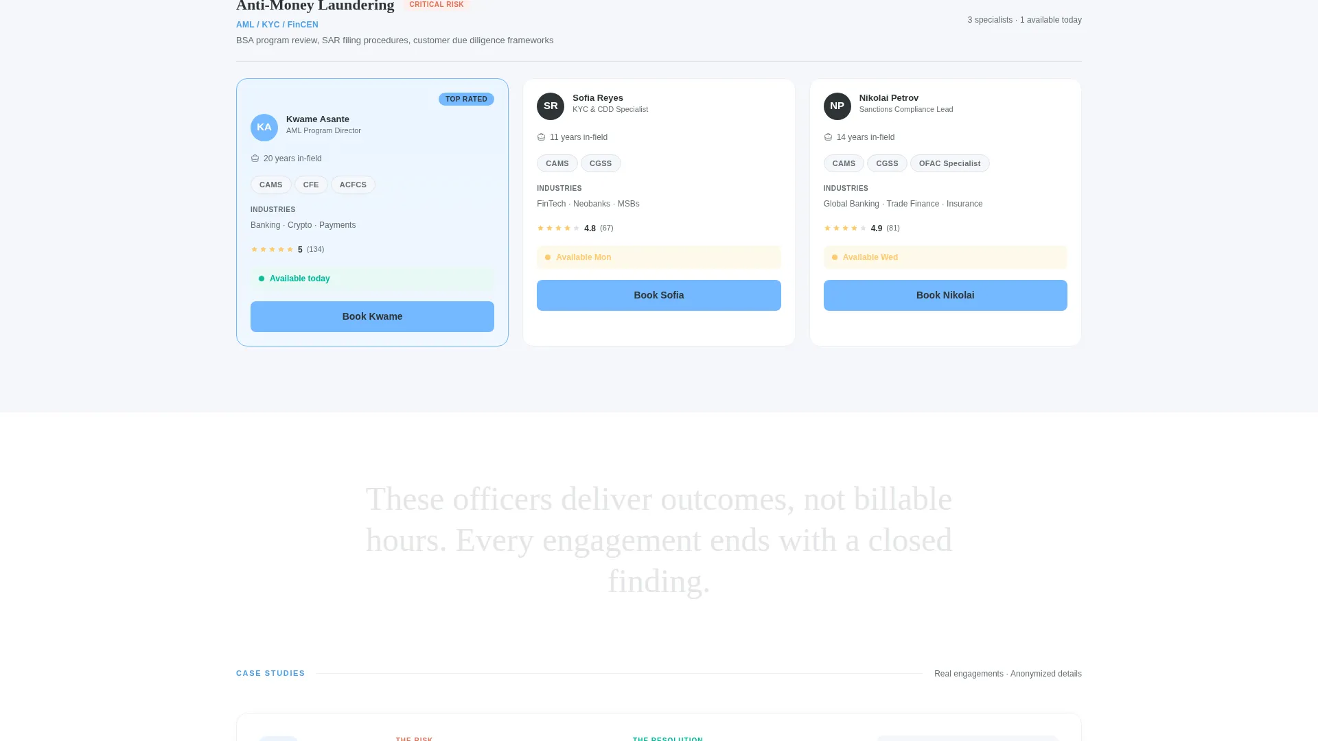 Compliance Officer Booking Landing Page Template