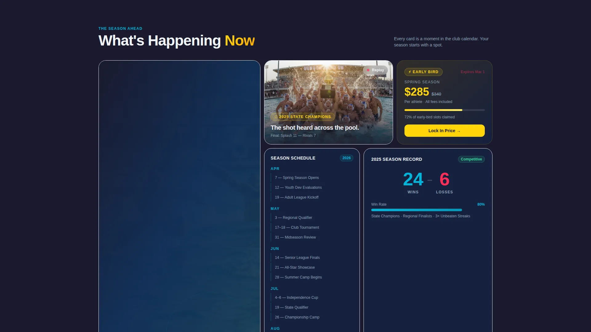 Water Polo Club Landing Page Template