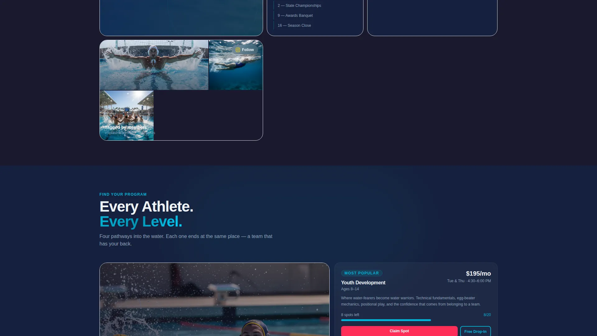 Water Polo Club Landing Page Template