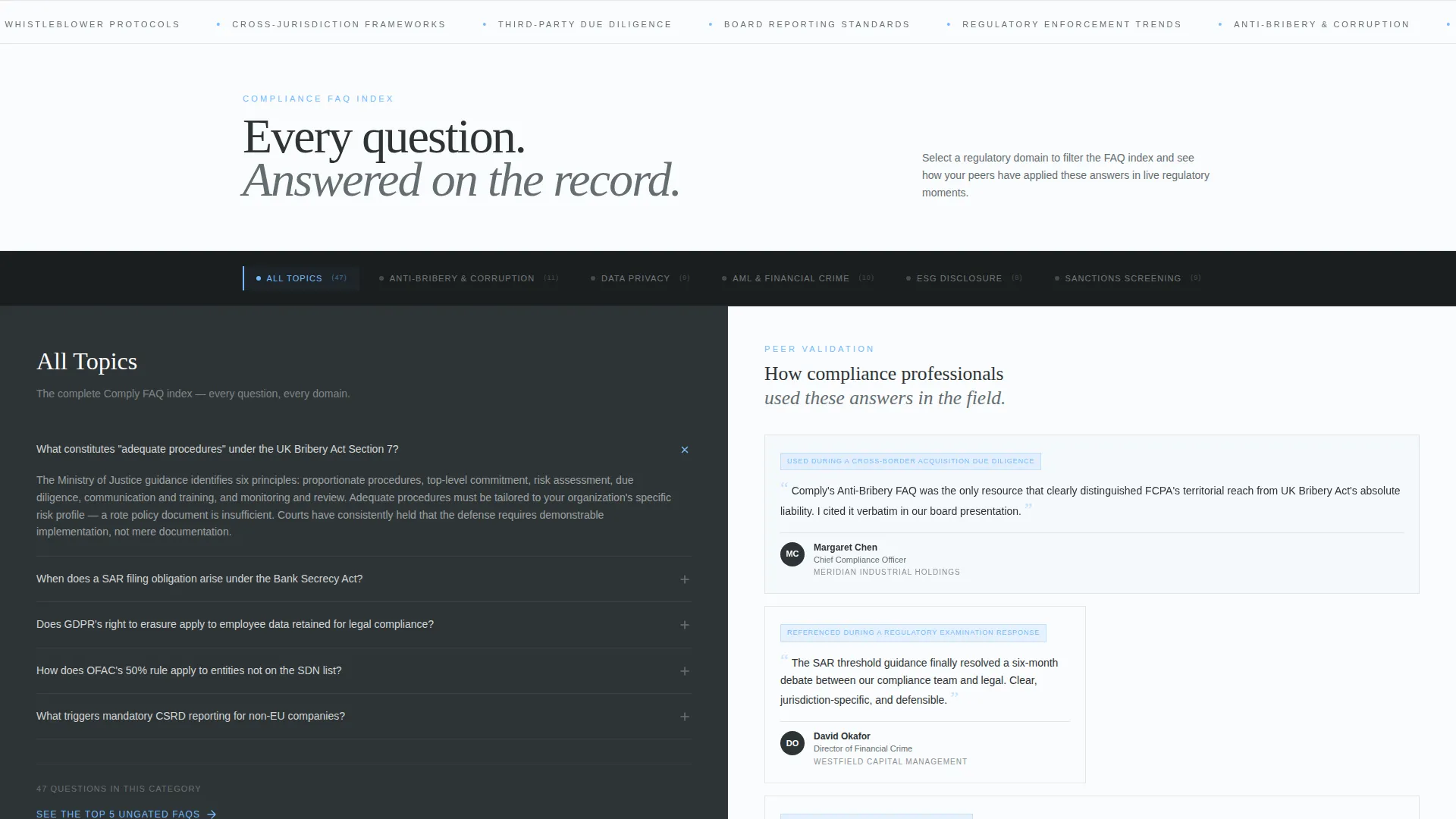Compliance Officer FAQ & Resource Landing Page Template