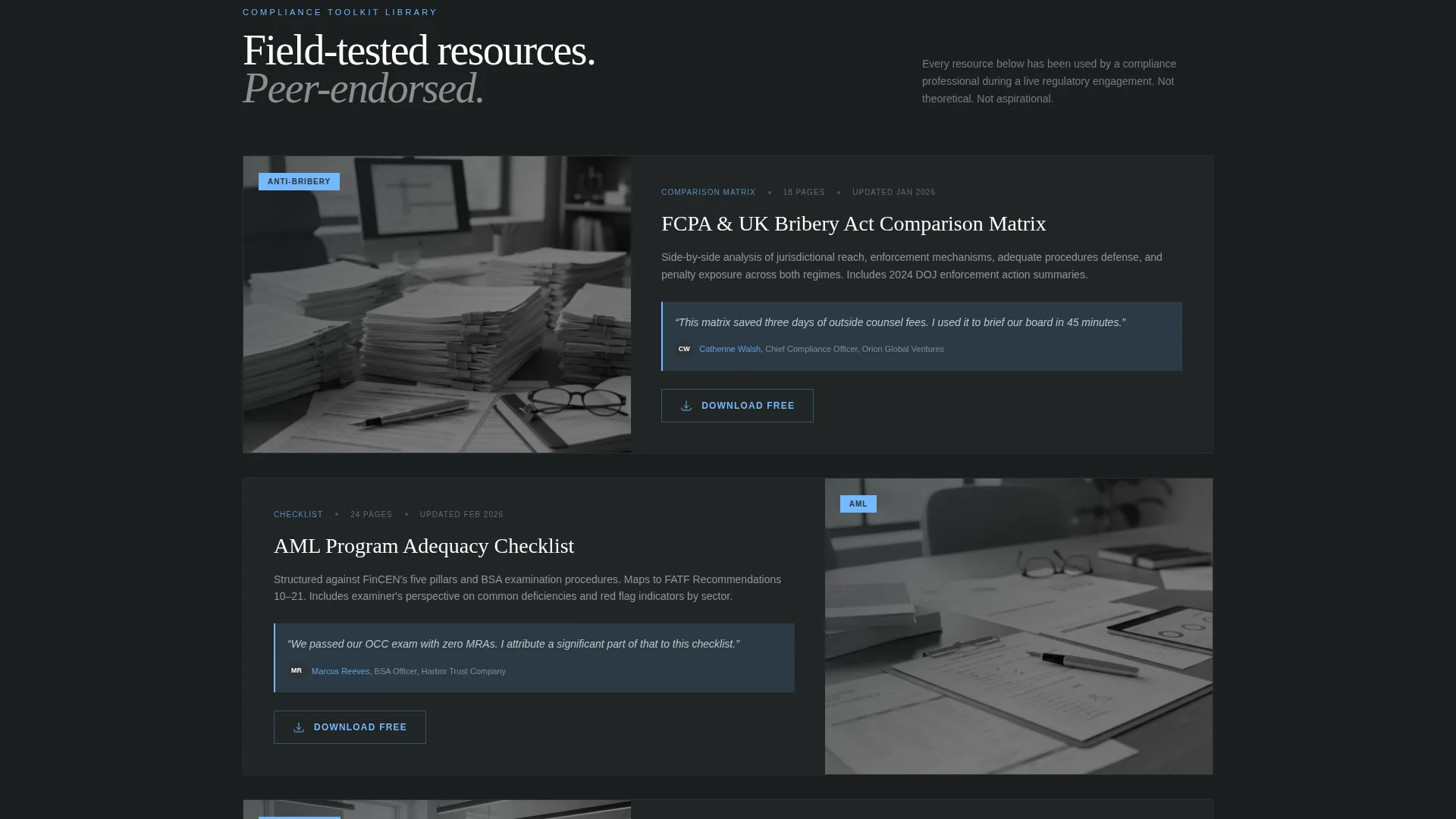 Compliance Officer FAQ & Resource Landing Page Template