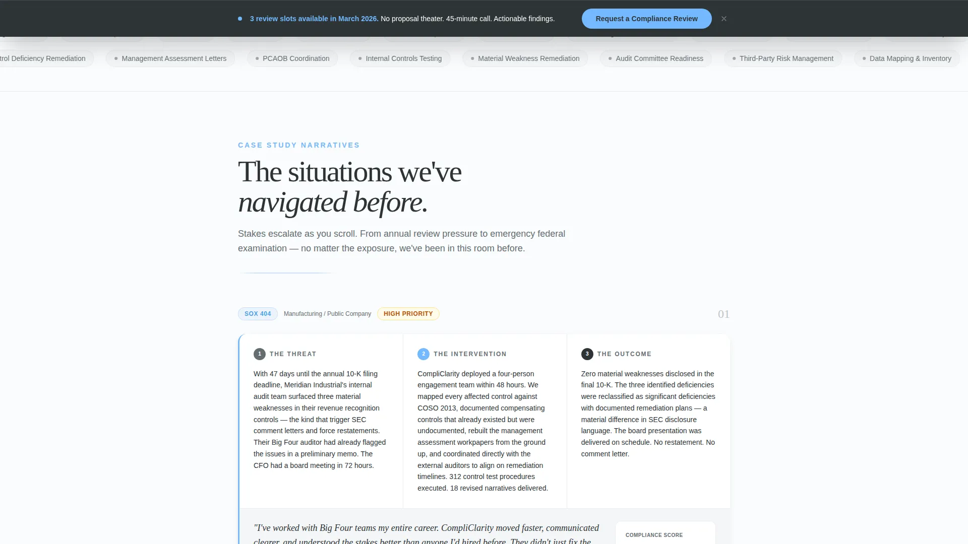 Compliance Consultancy Reviews & Testimonials Landing Page