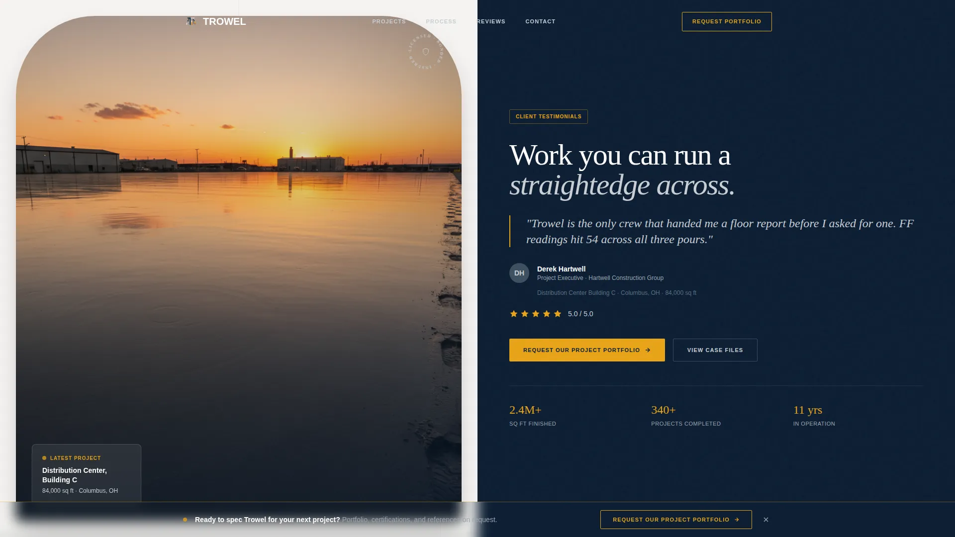 Concrete Finisher Review Landing Page Template