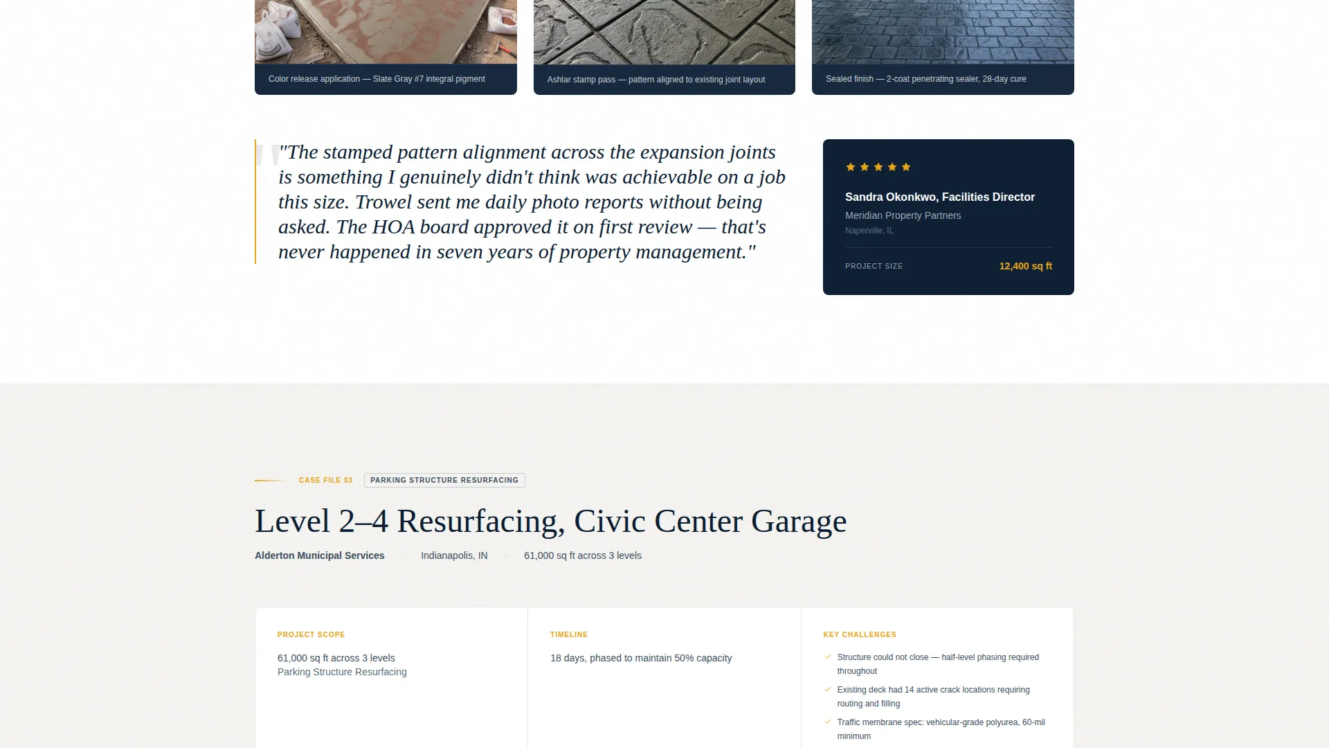 Concrete Finisher Review Landing Page Template
