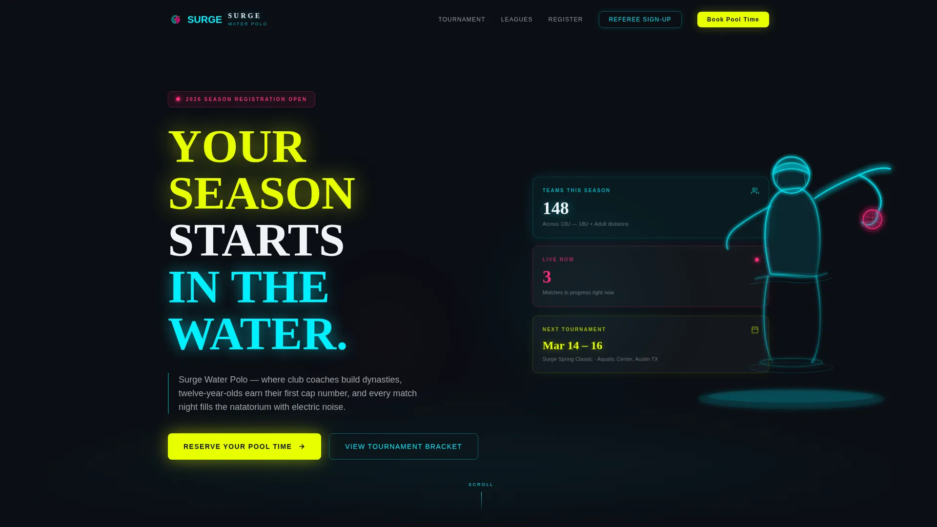 Water Polo League Landing Page Template