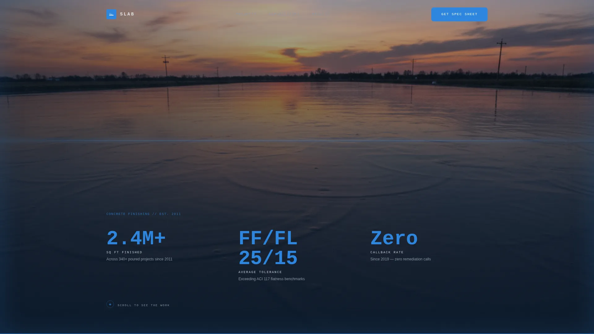 Concrete Finisher Portfolio Landing Page Template