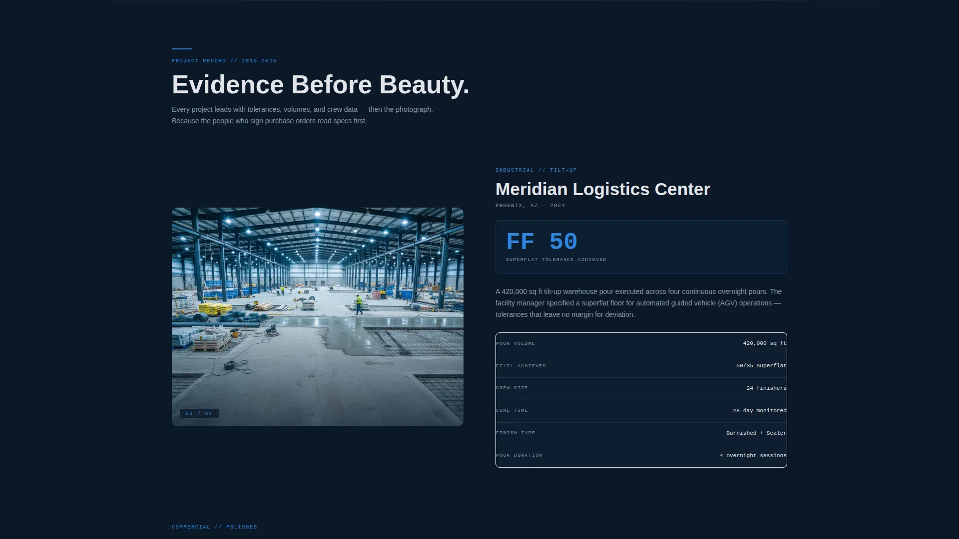 Concrete Finisher Portfolio Landing Page Template