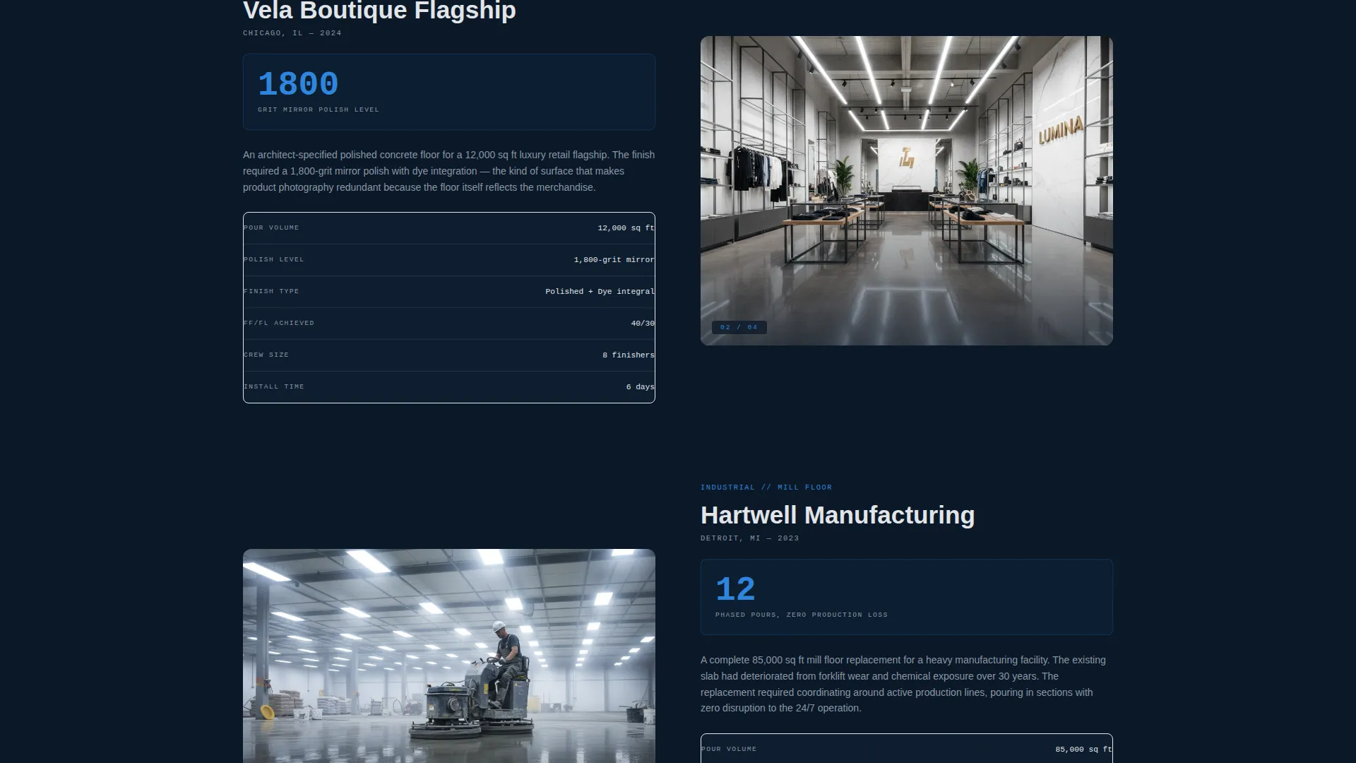 Concrete Finisher Portfolio Landing Page Template