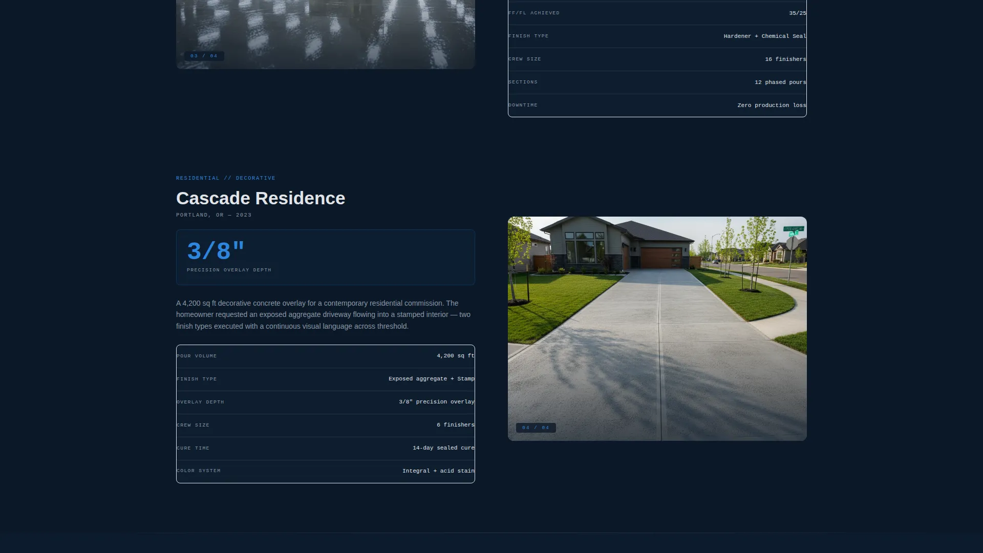 Concrete Finisher Portfolio Landing Page Template
