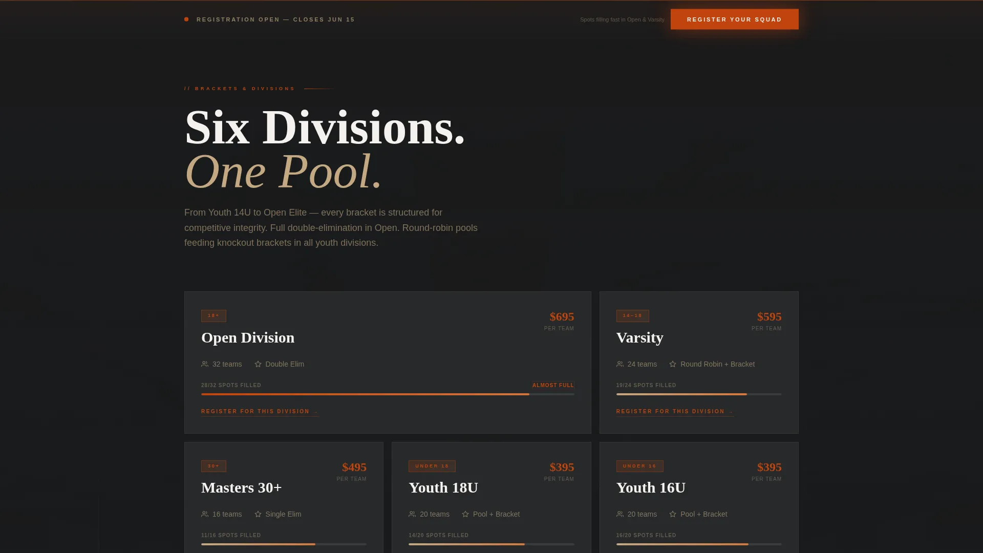 Water Polo Tournament Landing Page Template