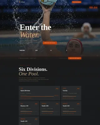 Water Polo Tournament Landing Page Template