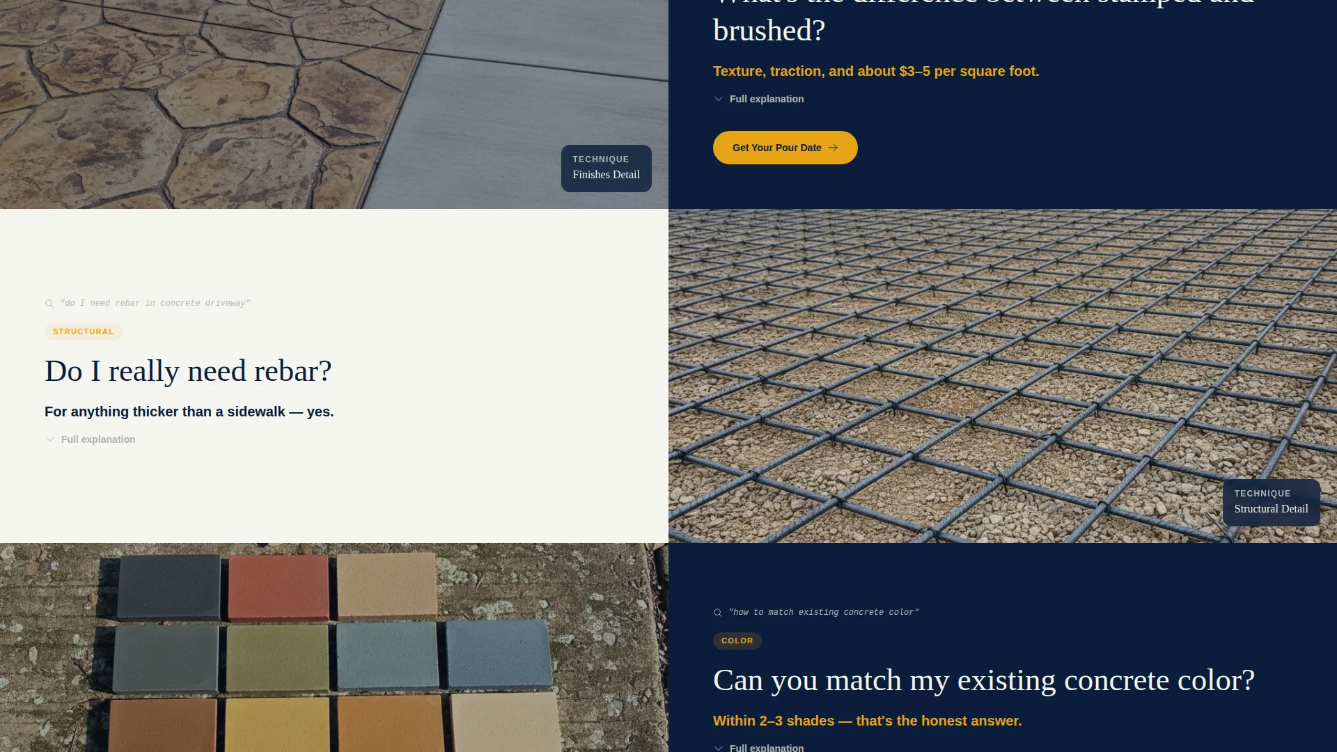 Concrete Finisher Quote Request Landing Page Template