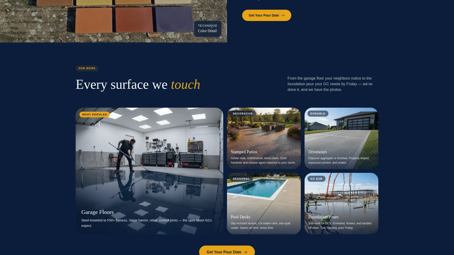 Concrete Finisher Quote Request Landing Page Template