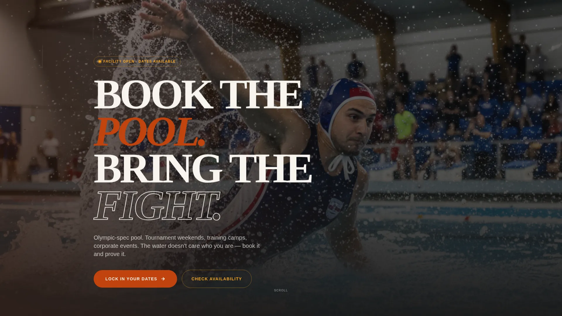 Water Polo Venue Booking Landing Page Template
