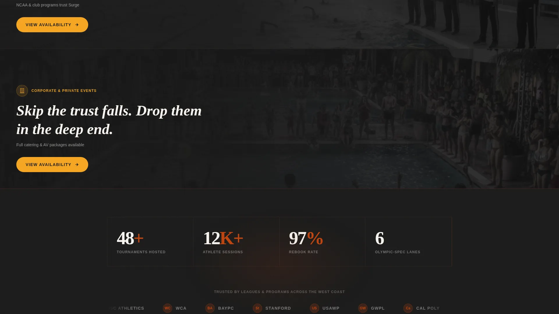 Water Polo Venue Booking Landing Page Template