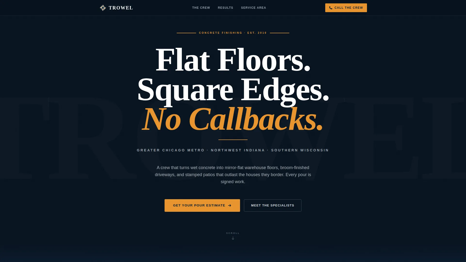 Precision Concrete Contractor Landing Page Template