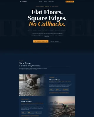 Precision Concrete Contractor Landing Page Template