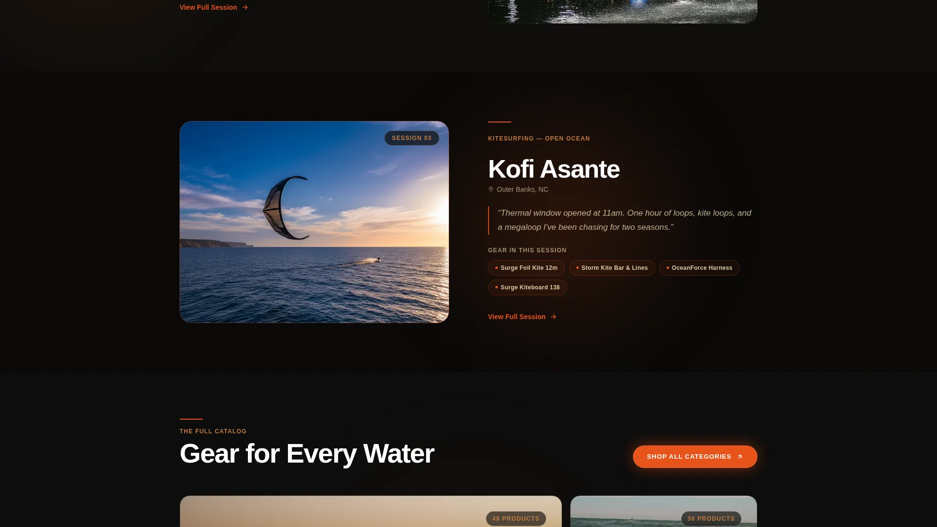 Water Sports Equipment Landing Page Template