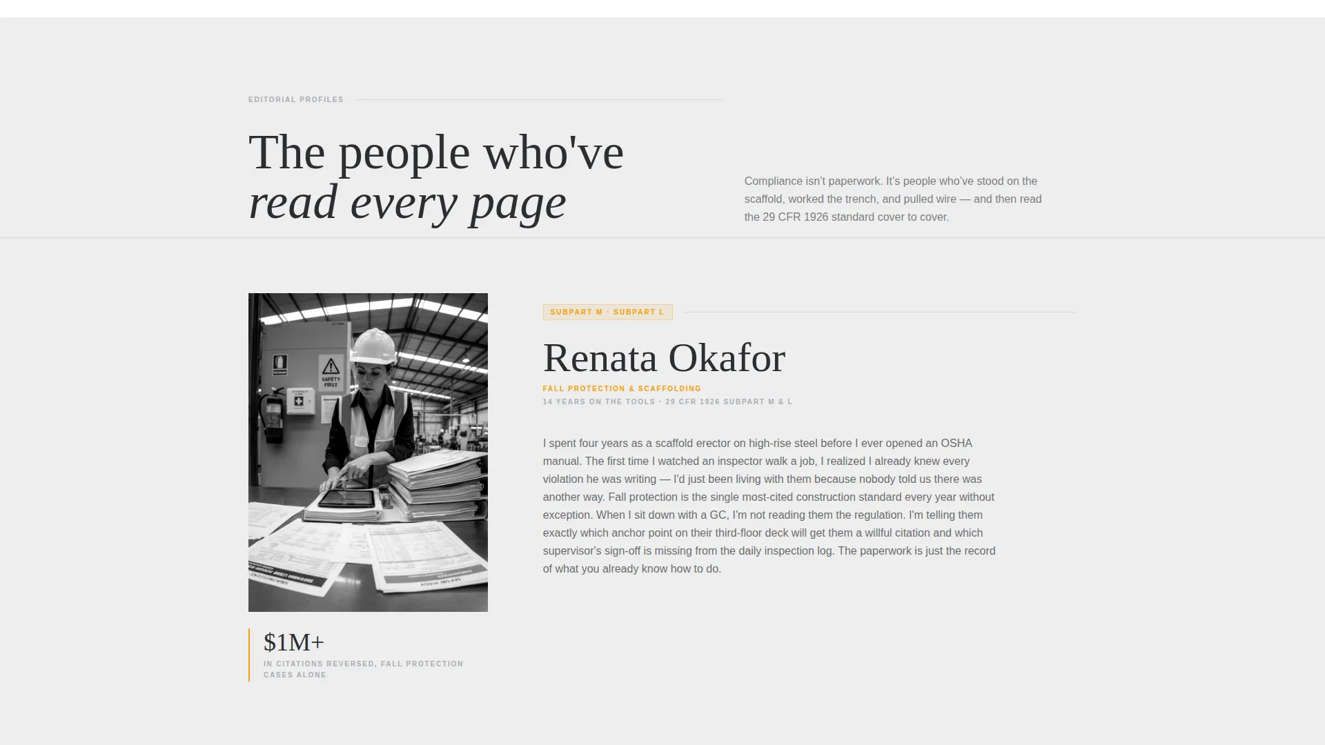Construction Compliance Consultant Landing Page