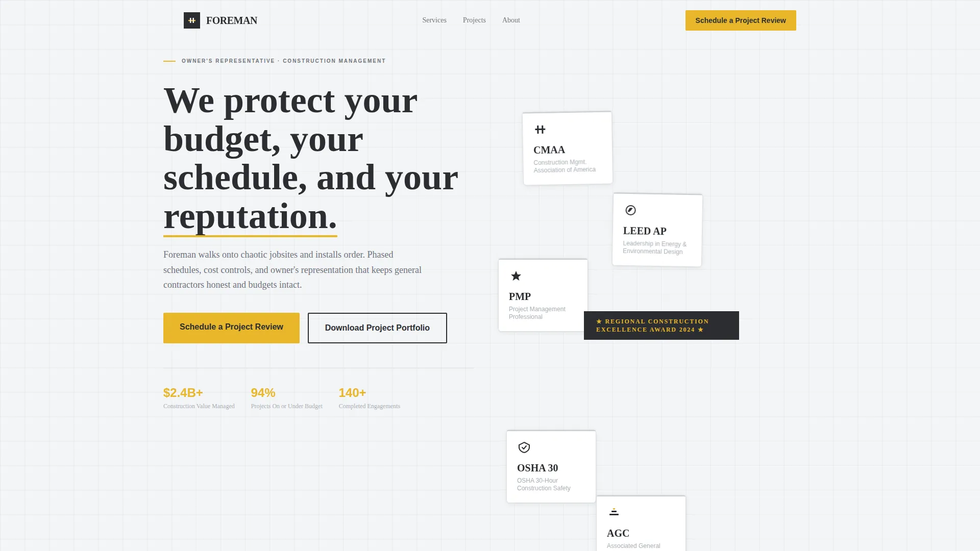 Construction Management Consultant Landing Page