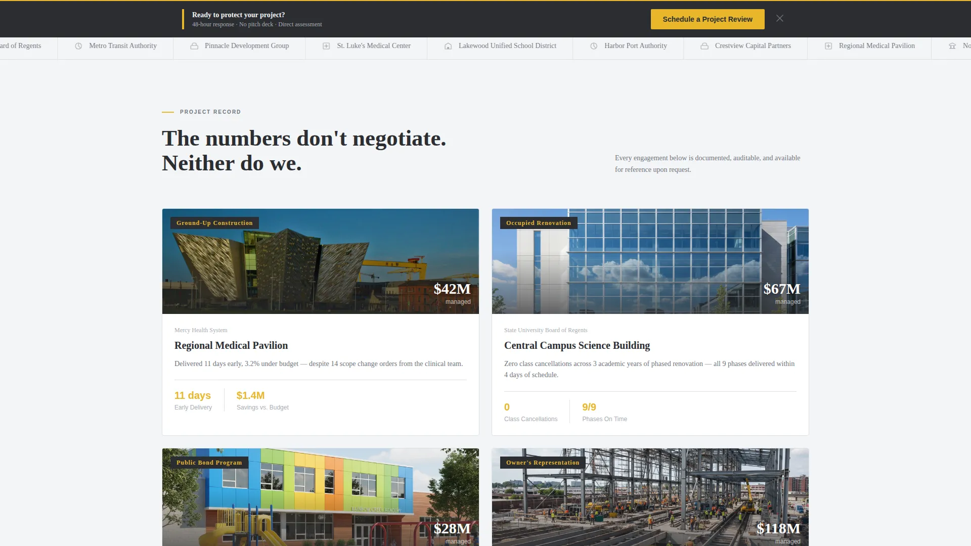 Construction Management Consultant Landing Page