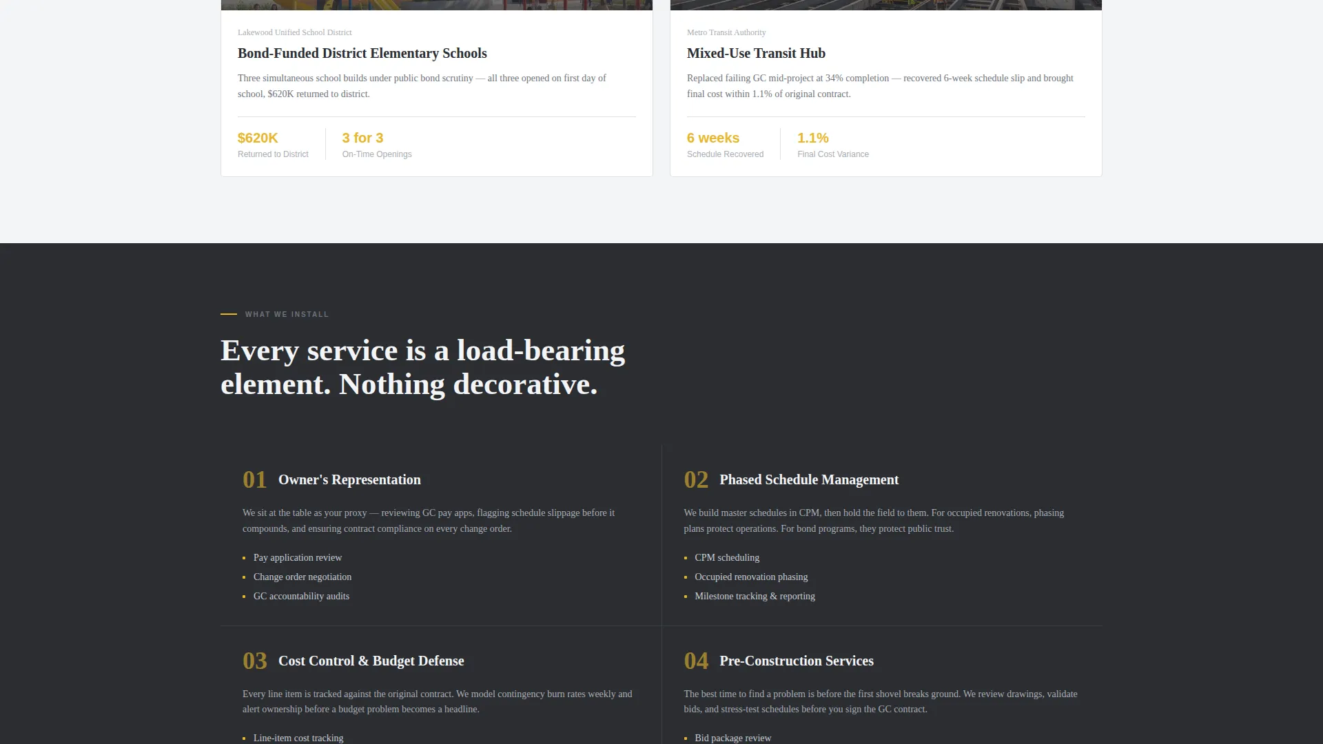 Construction Management Consultant Landing Page