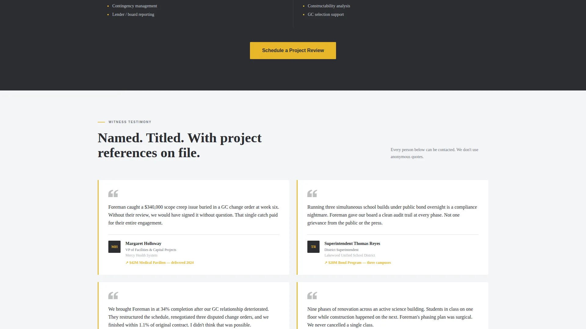 Construction Management Consultant Landing Page