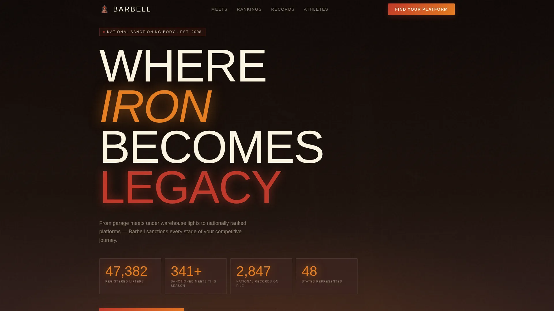Weightlifting Federation Landing Page Template