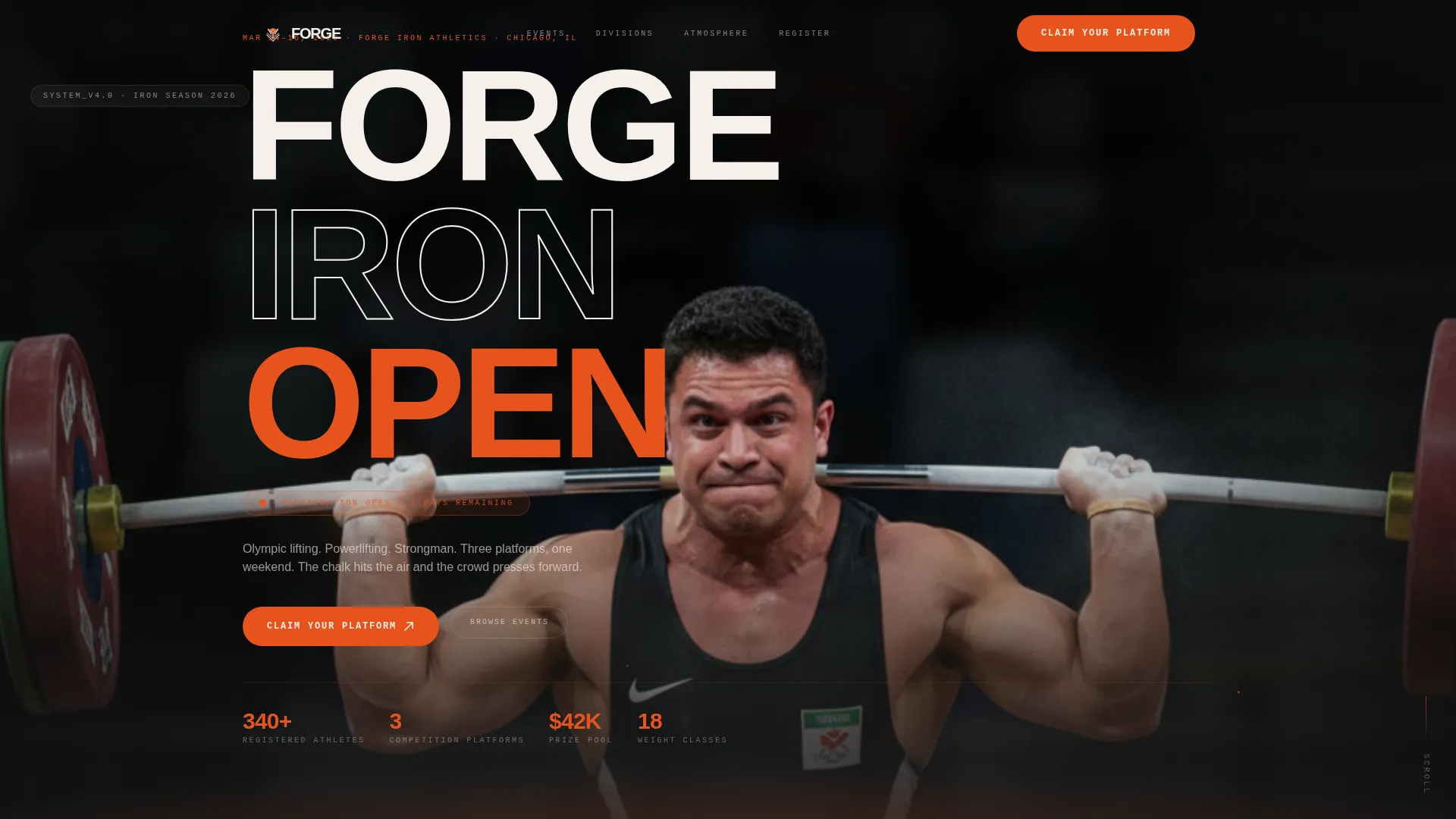 Weightlifting Event Registration Landing Page Template