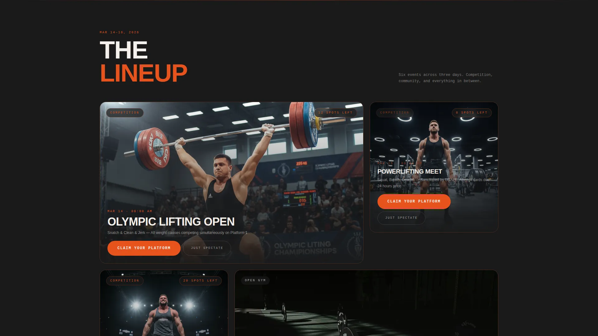 Weightlifting Event Registration Landing Page Template